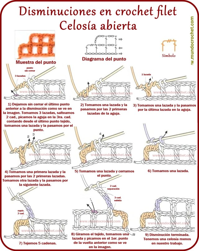 Disminuciones en crochet filet celosia abierta