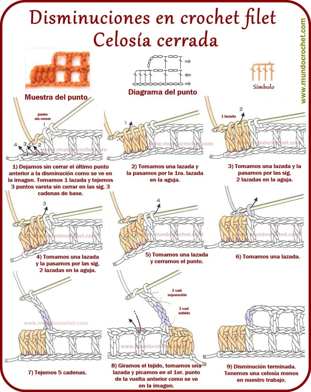 Disminuciones en crochet filet celosia cerrada