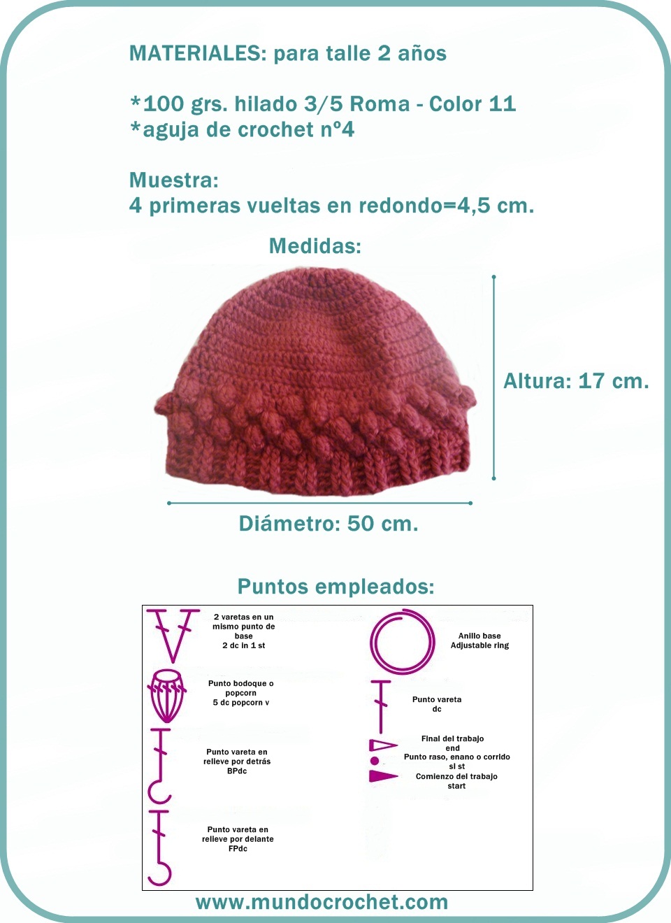 Gorro Punto Popcorn o Bodoque-patrón5