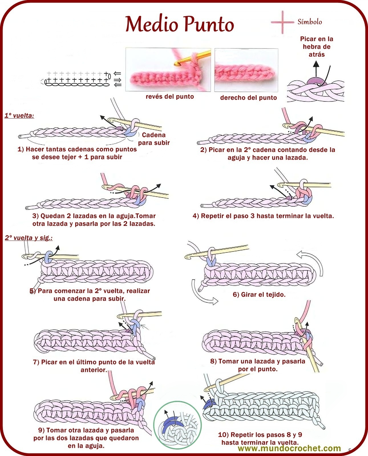 Medio punto - Single crochet - вязание крючком пунктов 12-Medio punto