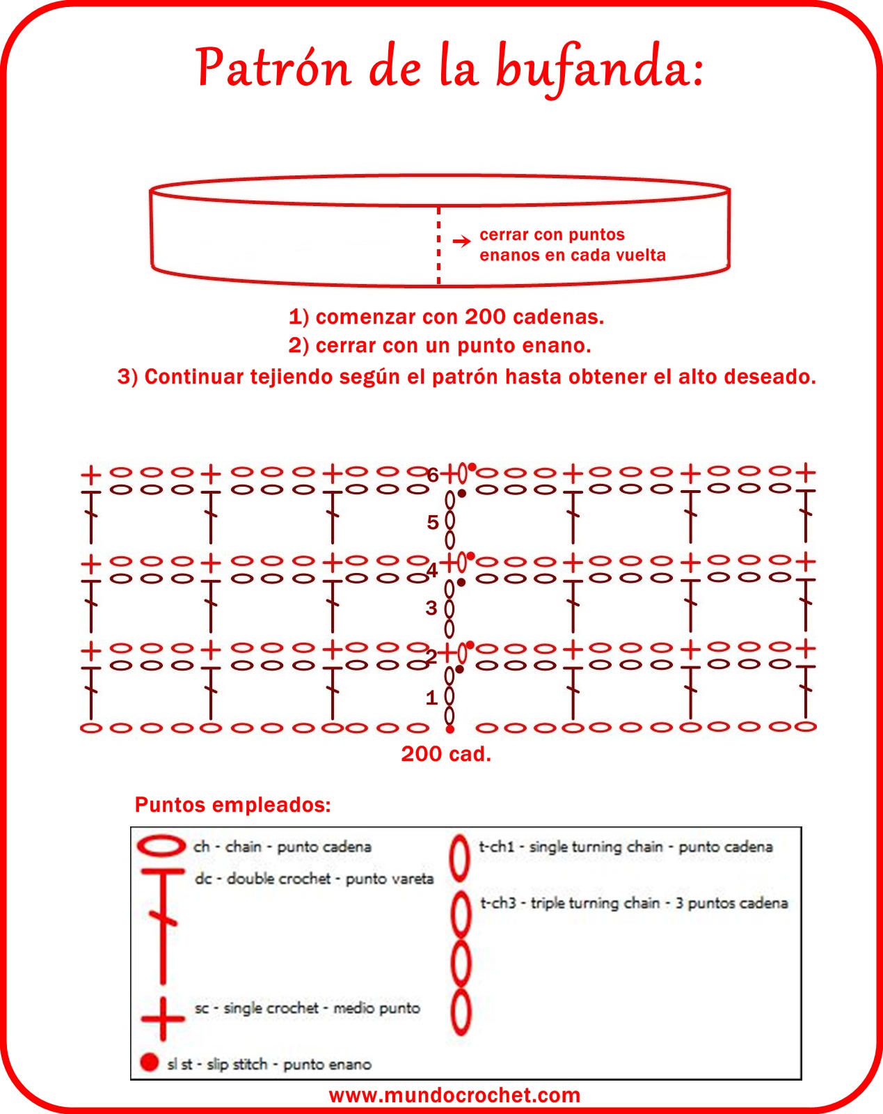 Bufanda infinita en crochet - Crochet infinity scarf Bufanda infinita-patrón2