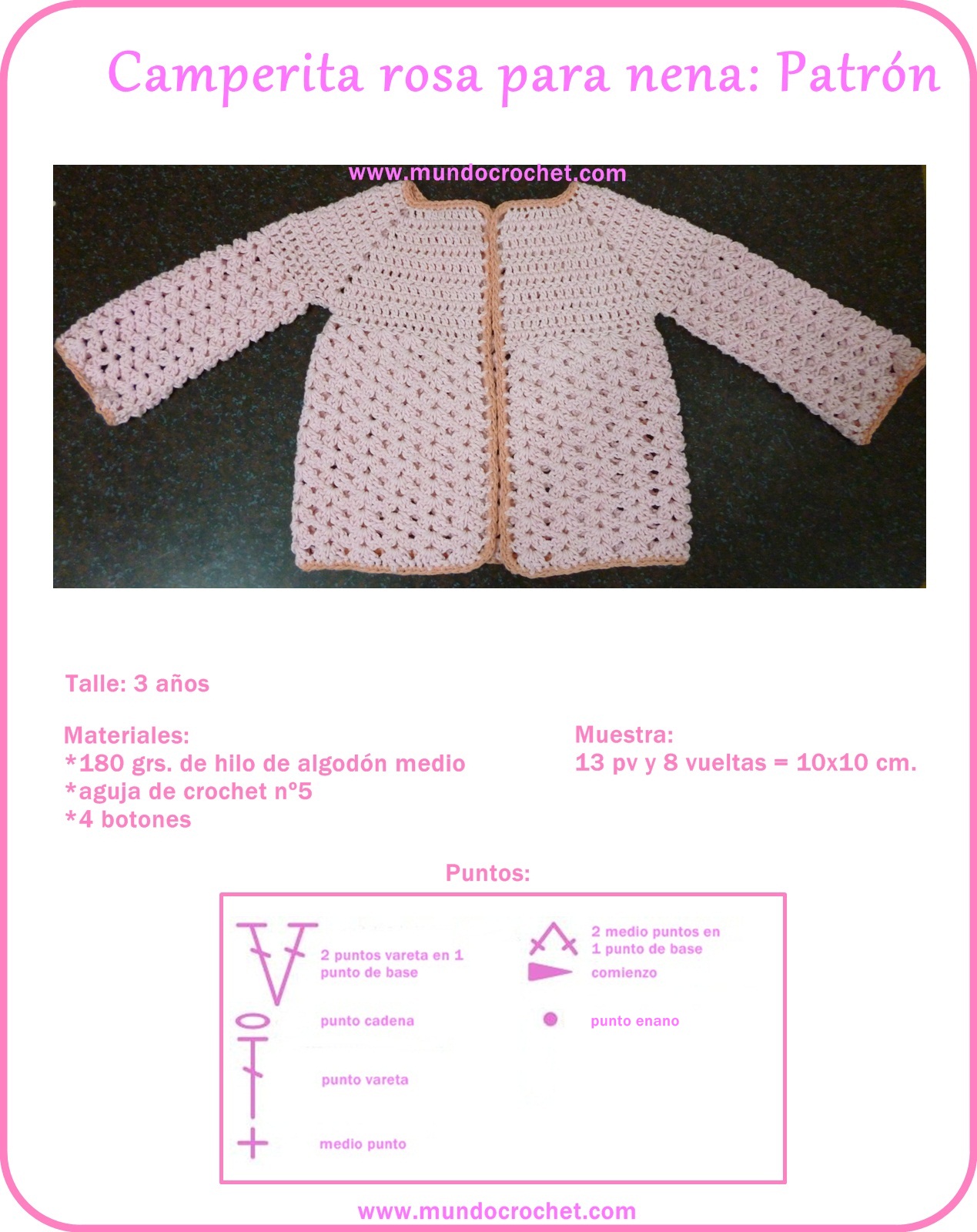 Saquito o Camperita a crochet para niña Saquito o Camperita a crochet para niña