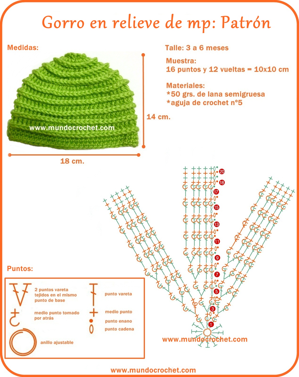 Gorro en relieve de medio puntos Gorro en relieve de medio puntos