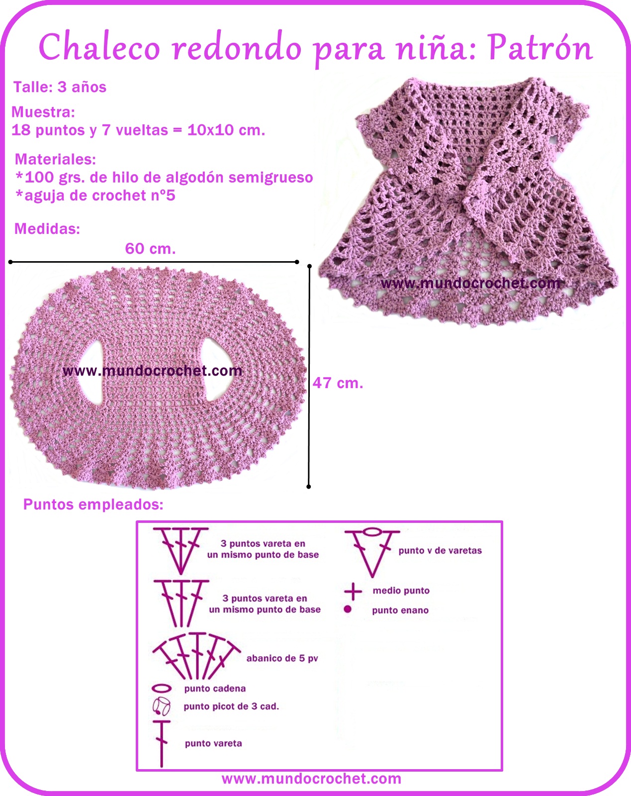 Chaleco redondo a crochet para niña/Chaleco redondo a ganchillo para niña Chaleco redondo a crochet para niña/Chaleco redondo a ganchillo para niña